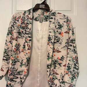 H&M White Blazer Lightweight Open Front